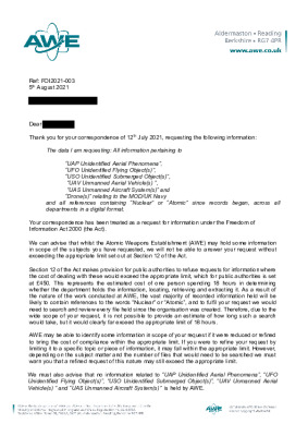 FOI request- Questions about UFOs and Drones