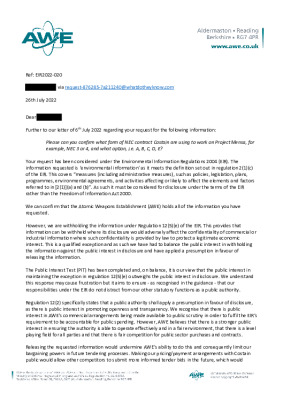 FOI request – Question about Costain contract