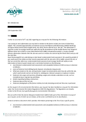 FOI Request – Questions about Orfordness