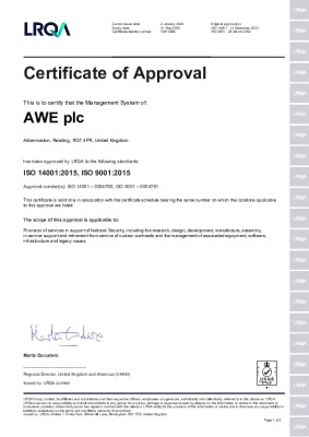 AWE ISO 9001 & 14001 Certificate