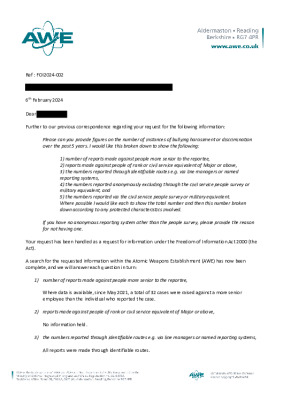 FOI Request – Bullying and Harrassment