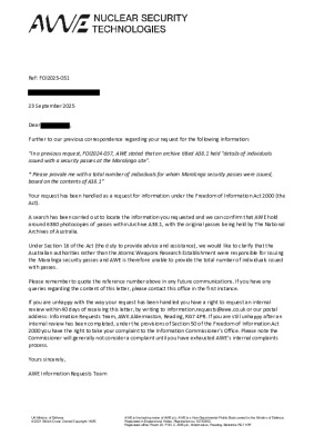 FOI Request – Maralinga Security Passes