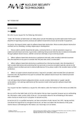 FOI Request – Software based data destruction