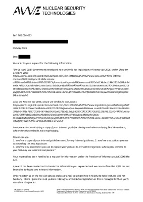 FOI Request – New Umbrella Tax Legislation