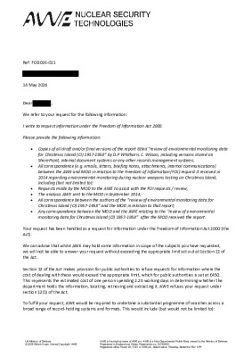 FOI Request – Draft and final versions of review of Environmental monitoring data from C island report