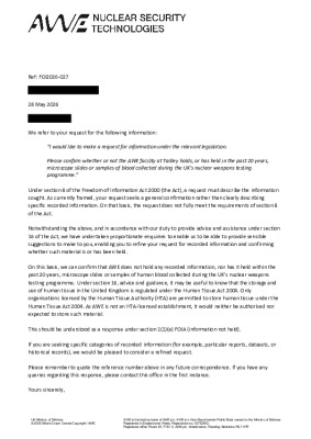 FOI Request – Microscope Slides or samples of blood