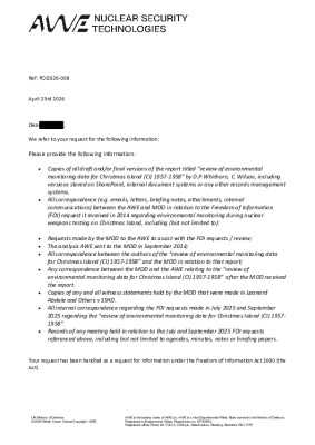 FOI Request – Review of Environmental Monitoring Data from Christmas Island